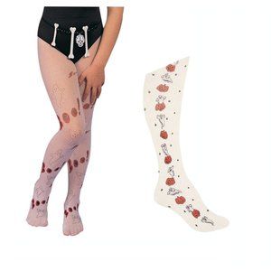 2 Pack Halloween Tights Childs Ghost & Pumpkin/Ghosts Size Large